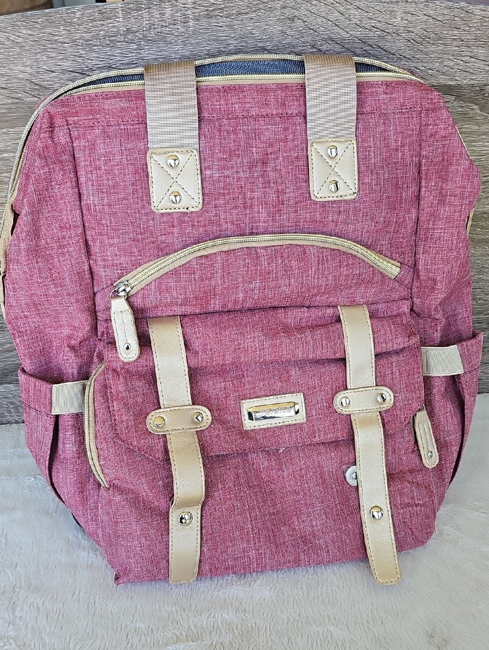 NWOT Women Baby Bag Backpack in Dusty Rose with Cream Accents